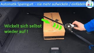 Spanngurt mit SPANNGURTAUFROLLER Automatisches Aufrollen  perfekt zur Ladungssicherung Demo [upl. by Dallon]