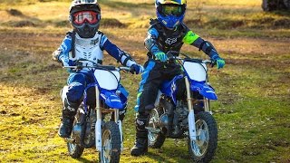 Yamaha TTR 50 2016  Boys First Time On Dirt Bikes  Gabe and Garrett [upl. by Lledner]