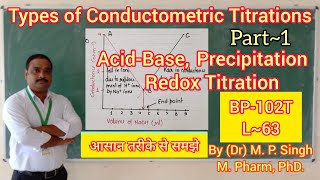 Types of Conductometric Titrations  Part1  Pharmaceutical Analysis  BP102T  L63 [upl. by Nellahs783]