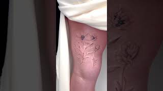 Working on a floral leg sleeve ☺️ tattoo flowers [upl. by Aimahs]