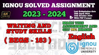 Begs 183 Solved Assignment 202324 In English Medium  BEGS 183 SOLVED ASSIGNMENT 2024  Begs183 [upl. by Klapp]