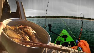 Rain Squall Fishing W Crispy Skin Snapper  Catch n Cook [upl. by Anecuza]