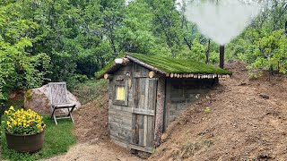 The man lives alone in his small cabin in the deserted village He cooks traditional food [upl. by Alastair669]