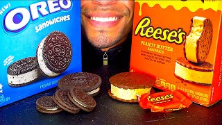 OREO VS REESES ICE CREAM SANDWICHES MUKBANG EATING NO TALKING CANDY TREATS SOUNDS [upl. by Nosae640]