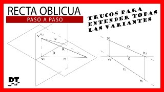 💥😱💥 Recta OBLICUA sistema diédrico  RECTA OBLICUA a planos de proyección  Recta oblicua diédrico [upl. by Ellsworth]