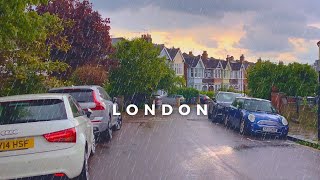 Beautiful Residential London in RAIN  Chiswick Village  London Walking Tour [upl. by Nahs]