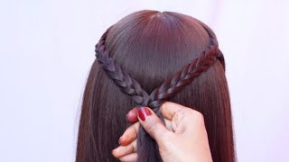 simple hairstyles  quick hairstyle  simple open hairstyle  Hair Styler [upl. by Streeto]