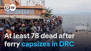 Scores dead after overcrowded boat capsizes on Lake Kivu in DR Congo  DW News [upl. by Annauqal]