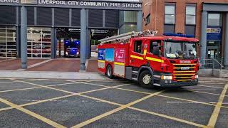 Merseyside Fire amp Rescue Service  City Centre Pump amp Combined Platform Ladder Responding [upl. by Avilo979]