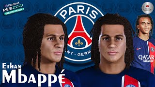 Ethan Mbappe Face PES 2021 Paris SaintGermain NISZ Gaming  PES 2020  PSG  Create Face PES [upl. by Kinom20]