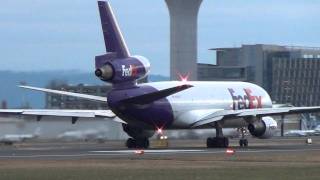 FedEx N556FE MD1010 DC10 Takeoff Portland Airport PDX [upl. by Leuqar314]