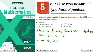 CLASS 10 ICSE BOARD MATHS CHAPTER 5 QUADRATIC EQUATIONS EX 5A QUESTION NO 1 amp 2 [upl. by Attenweiler790]