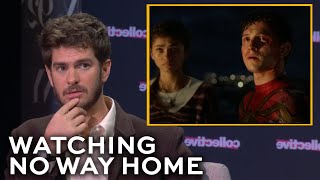 Andrew Garfield watches and reacts to an emotional scene from SPIDERMAN NO WAY HOME [upl. by Enelrahs]