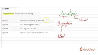 Haematuria is the disorder involving [upl. by Nastassia]