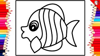 Colorful fish Coloring Pages  Creative Fun for Kids and Adults [upl. by Helse]