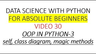 30PythonOOP3selfClassDiagramMagicMethods Data Science With Python HINDI [upl. by Ecnerolf494]