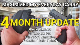 FOUR MONTHS with the Glock 43x MOS Cat Pro Micro Dagger Magazine Safariland Solis Holster G48 [upl. by Lewert453]