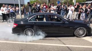 MercedesBenz C63 AMG ABSOLUTELY INSANE BURNOUT AND DRIFT  HD [upl. by Kellia678]