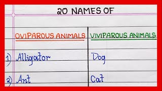 Example of Oviparous and Viviparous Animals  10  20 List of Oviparous and viviparous animals [upl. by Dody]