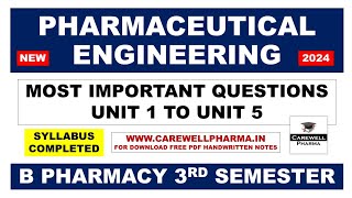 Pharmaceutical Engineering 3rd Semester Important Questions  B Pharmacy 3rd Semester  C Pharma [upl. by Anuala816]