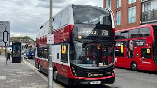 Full Route Visual Route 238 Stratford  Barking  Enviro400MMC 12400 YX16 OHS [upl. by Arreit]