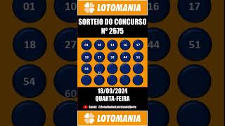 Resultado do Sorteio da Lotomania Concurso 2675 18092024 shorts resultadosloteriasdasorte [upl. by Labors640]