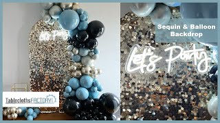 Sequin amp Balloon Backdrop  How To  Tutorial  Tableclothsfactorycom [upl. by Dorella]