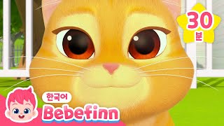 야옹 고양이송🐱 외 귀여운 동물 동요 모음  농장 동물 원숭이  공룡 동요  베베핀 Bebefinn  키즈 인기 동요 [upl. by Remington]