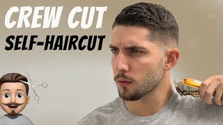 Classy Mid Fade Crew Cut SelfHaircut Tutorial  How To Cut Mens Short Hair [upl. by Ahtaga]