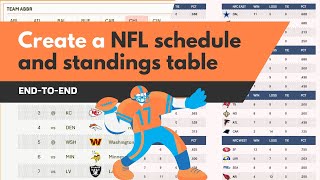 Build an interactive and dynamic NFL schedule and Standings Table in Excel [upl. by Woodson]