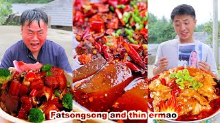 mukbang  Songsong Eating Challenge Spicy Hot Pot  Bread crab  Chinese food  songsong and ermao [upl. by Esinwahs]