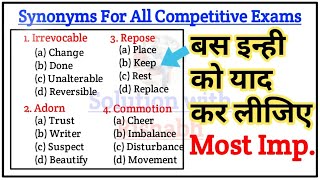 Most Important Synonyms for All Competitive ExamsSynonyms in EnglishImportant Synonyms in English [upl. by Michelsen]