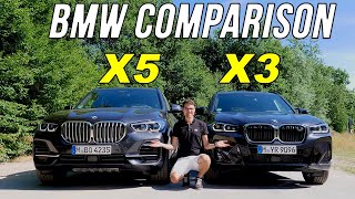 BMW X3 vs BMW X5 car comparison REVIEW  which BMW SUV to buy X5 40i vs X3 M40i [upl. by Bivins]