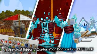 10 Useful Survival  Exploration AddonsMods For MCPE 120 [upl. by Nnaaihtnyc]