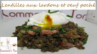 Lentilles aux lardons et œuf poché [upl. by Nednil519]