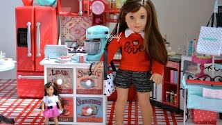 Setting Up American Girl Doll Graces Kitchen With Doll Food Collection [upl. by Ayam836]