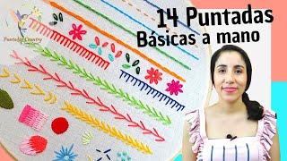 BORDADO A MANO PARA PRINCIPIANTES PASO A PASO 😘 14 PUNTADAS BÁSICAS QUE DEBES APRENDER [upl. by Yroggerg162]