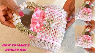 how to make a beaded bagpurse pursebead bag tutorial diy bead bag bead bag makingbead clutch [upl. by Yenot]