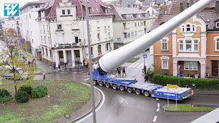 Rotorblatt für den Windpark Goldboden wird angeliefert Transport durch die Stadt [upl. by Georgy556]