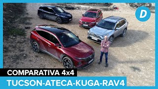 Comparativa SUV 4x4 al límite SEAT Ateca Ford Kuga Toyota RAV4 Hyundai Tucson 2021  Diariomotor [upl. by Sehcaep]