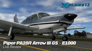 XPlane 12  vFlyteAir Piper PA28R Arrow III G5E1000  Review [upl. by Jae]