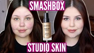 First Impressions  Smashbox Studio Skin 15 Hour Wear Foundation Acne ScarringDry Skin [upl. by Idou]