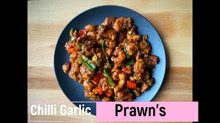 Chilli garlic prawns  Seafood starter  prawns recipe [upl. by Race588]