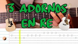 3 Adornos sencillos en Re para Requinto Campirano Sierreño  Guitarra Tutorial [upl. by Adnohsek]