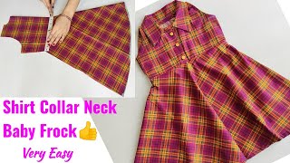 Shirt Collar Neck Baby Frock Cutting And Stitching  Umbrella Cut Baby Frock Cutting And Stitching [upl. by Eckart837]