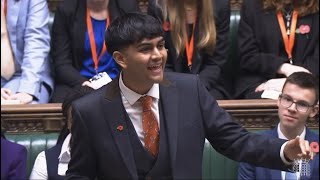 Dev Sharma MYP  House of Commons Despatch Box Speech  UK Youth Parliament Annual Sitting [upl. by Yelbmik]