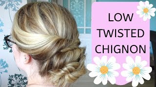 How to do a Low Twisted Chignon Hairstyle Tutorial [upl. by Stillman]