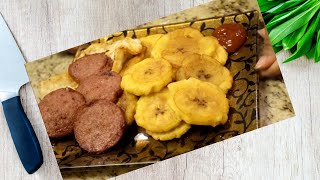 Como hacer platanos fritos con Salami y Queso Frito  Tostones  Plátanos Verdes  Fried plantains [upl. by Jamilla]