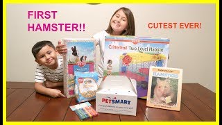 GETTING MY FIRST HAMSTER FROM PET SMART CUTEST EVER [upl. by Esdnil690]