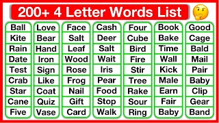 200 Four Letter Words List 🤔  Phonics lesson  Reading Words Lesson  Learn with examples [upl. by Ekoorb]